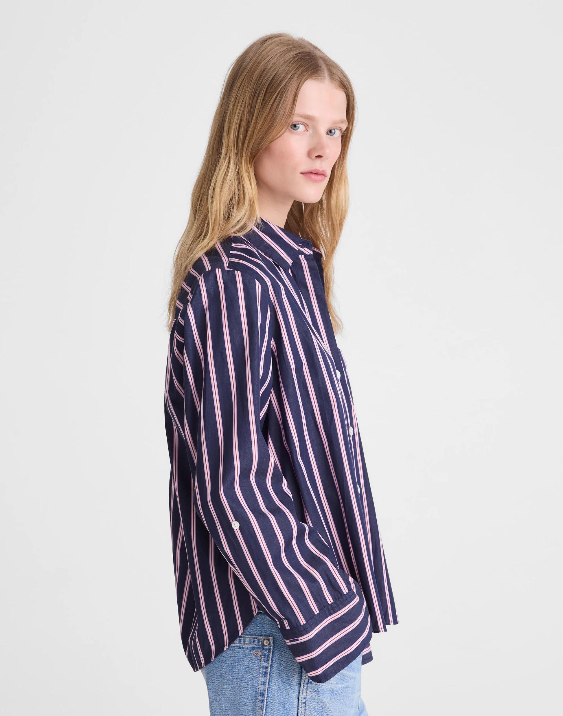 The Signature Y-Neck Shirt in Poplin Classic Indigo | Madewell
