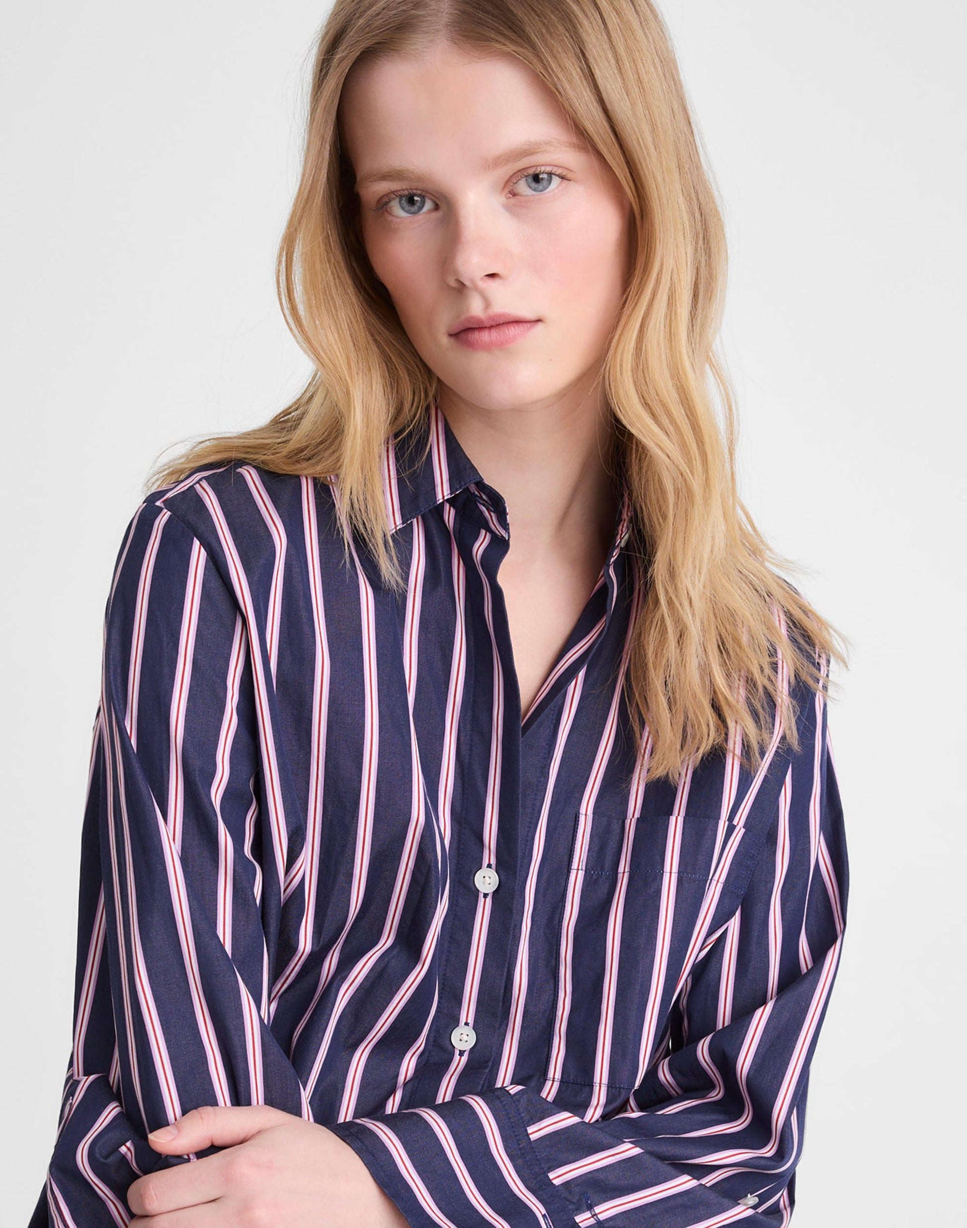 The Signature Y-Neck Shirt in Poplin Classic Indigo | Madewell