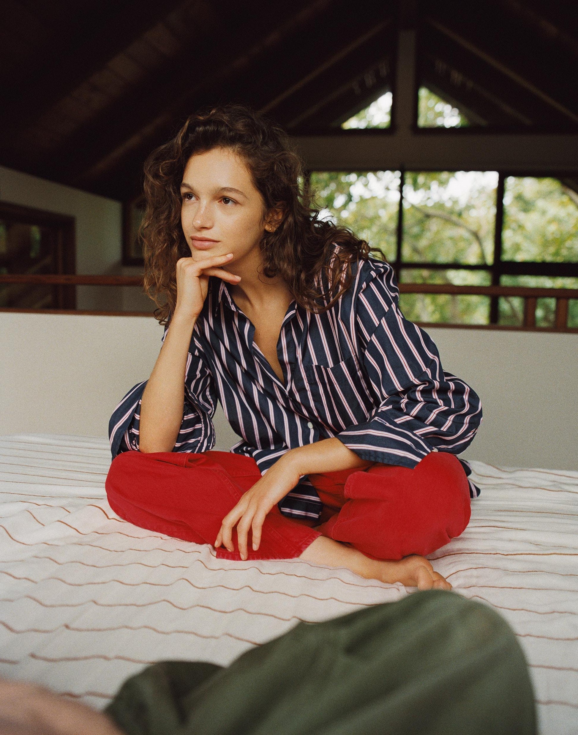 The Signature Y-Neck Shirt in Poplin Classic Indigo | Madewell