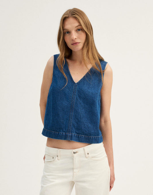 Denim V-Neck Shell Top Marina Blue | Madewell