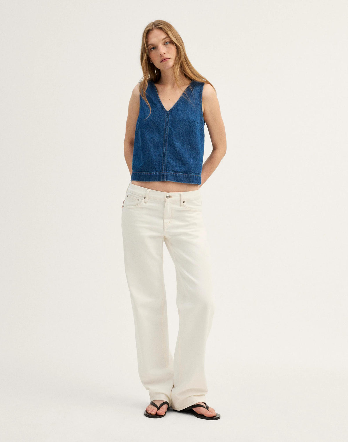 Denim V-Neck Shell Top Marina Blue | Madewell