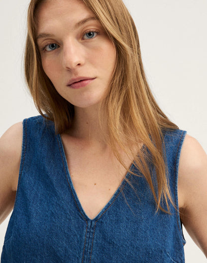 Denim V-Neck Shell Top Marina Blue | Madewell