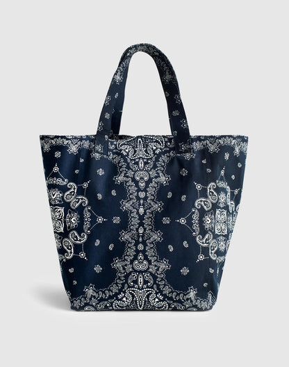 Bandana Tote Classic Navy Multi | Madewell