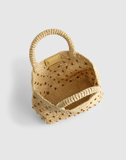 The Woven Mini Tote Natural Beaded Multi | Madewell