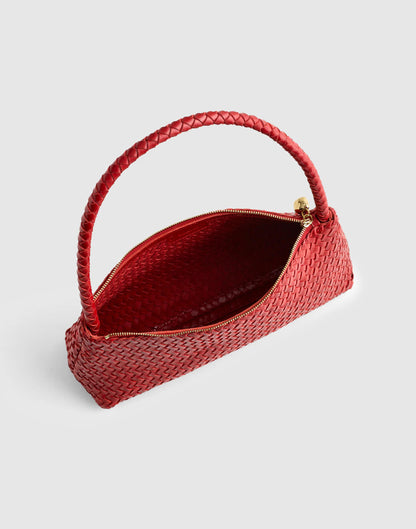 The Signature Woven Mini Zip Shoulder Bag Scarlet | Madewell