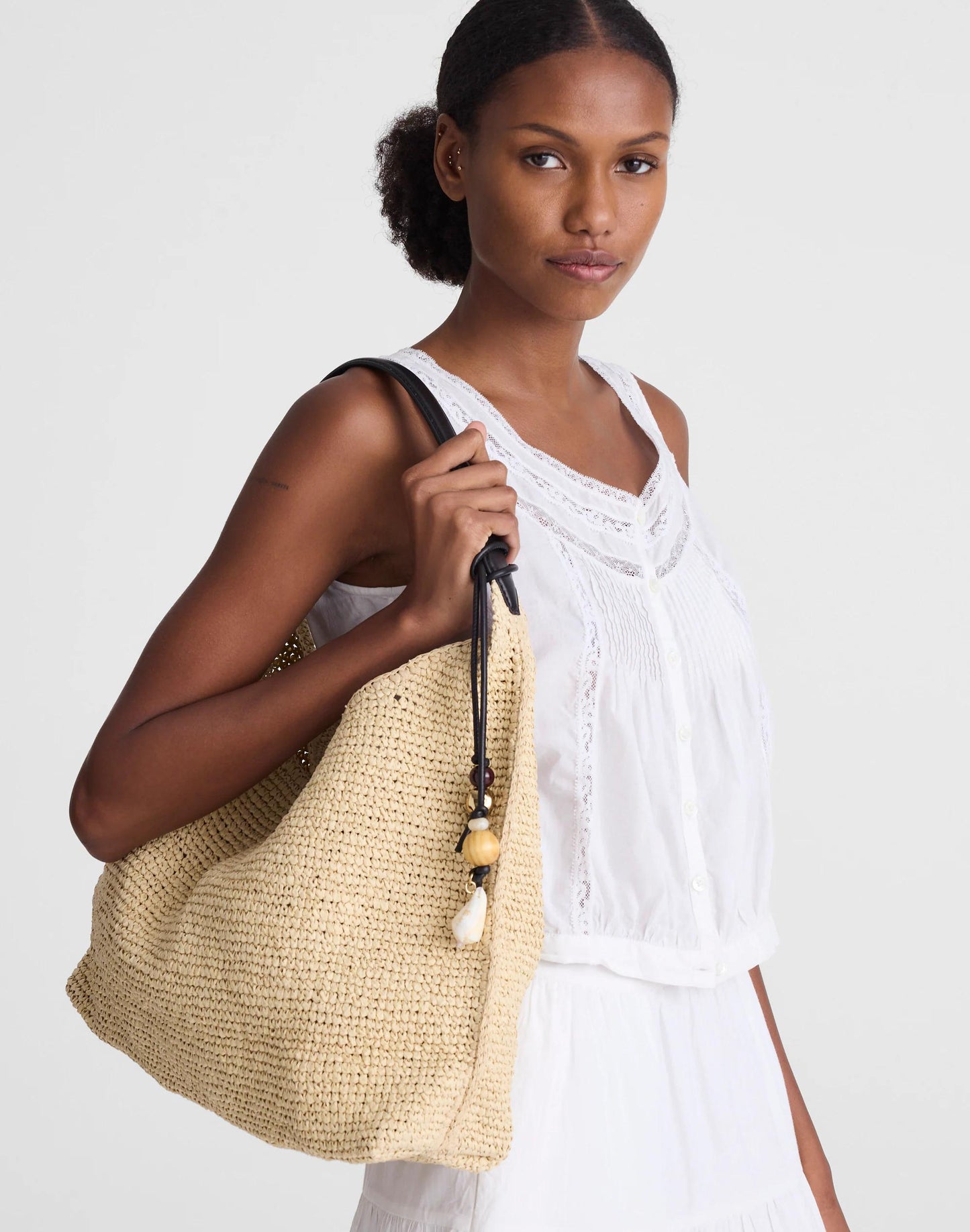 The Mylie Shoulder Bag in Straw Natural Multi | Madewell