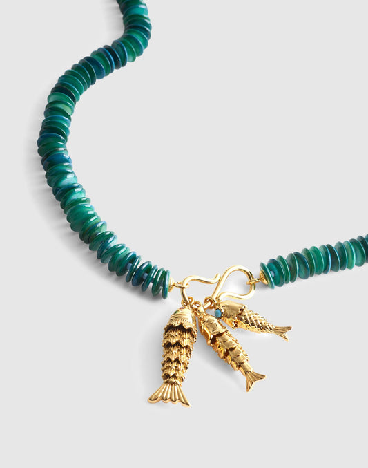 Madewell x Shopbop Beaded Fish Statement Necklace Deep Lagoon | Madewell