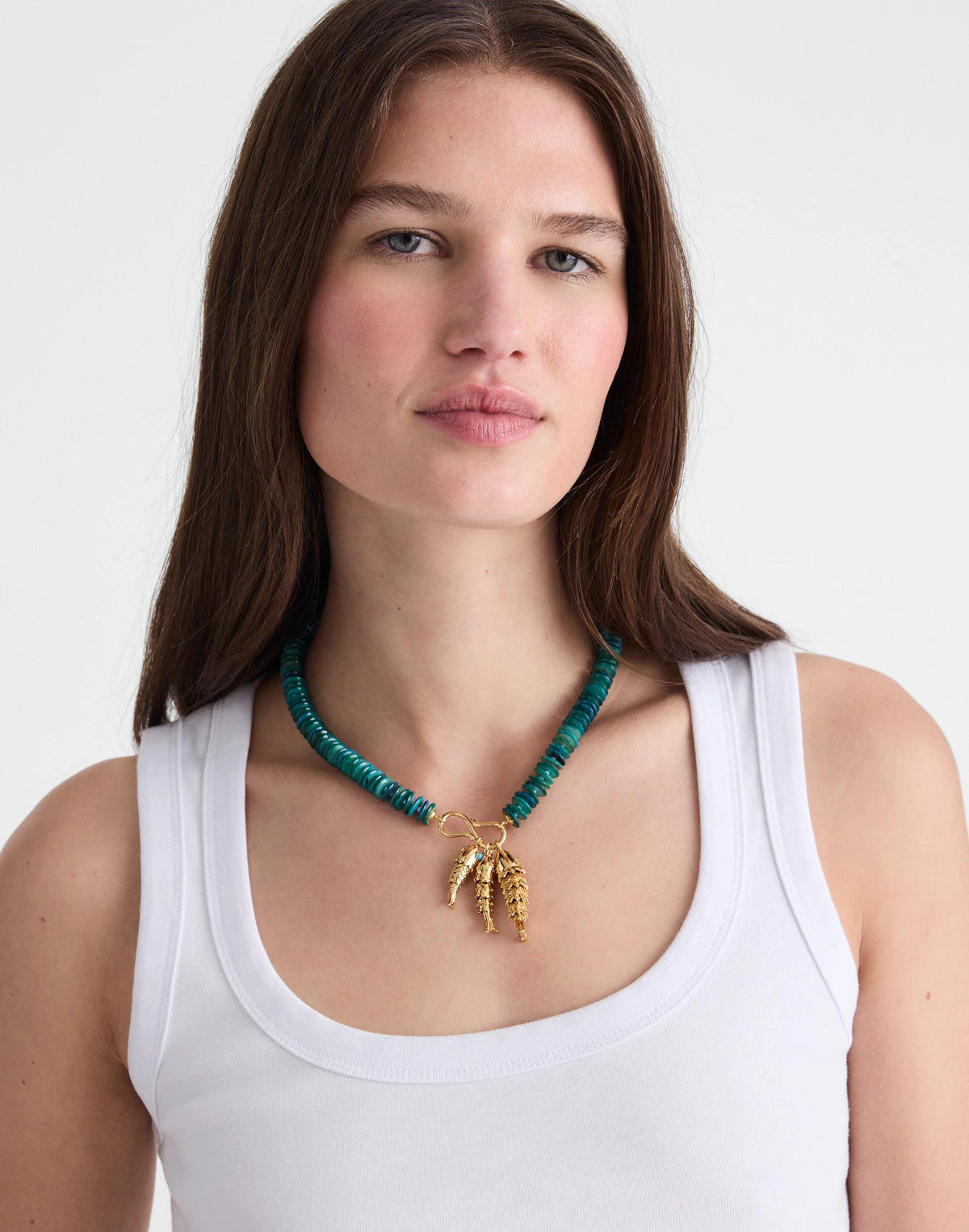 Madewell x Shopbop Beaded Fish Statement Necklace Deep Lagoon | Madewell