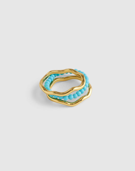 Semiprecious Wavy Stacking Ring Set Turquoise Multi | Madewell