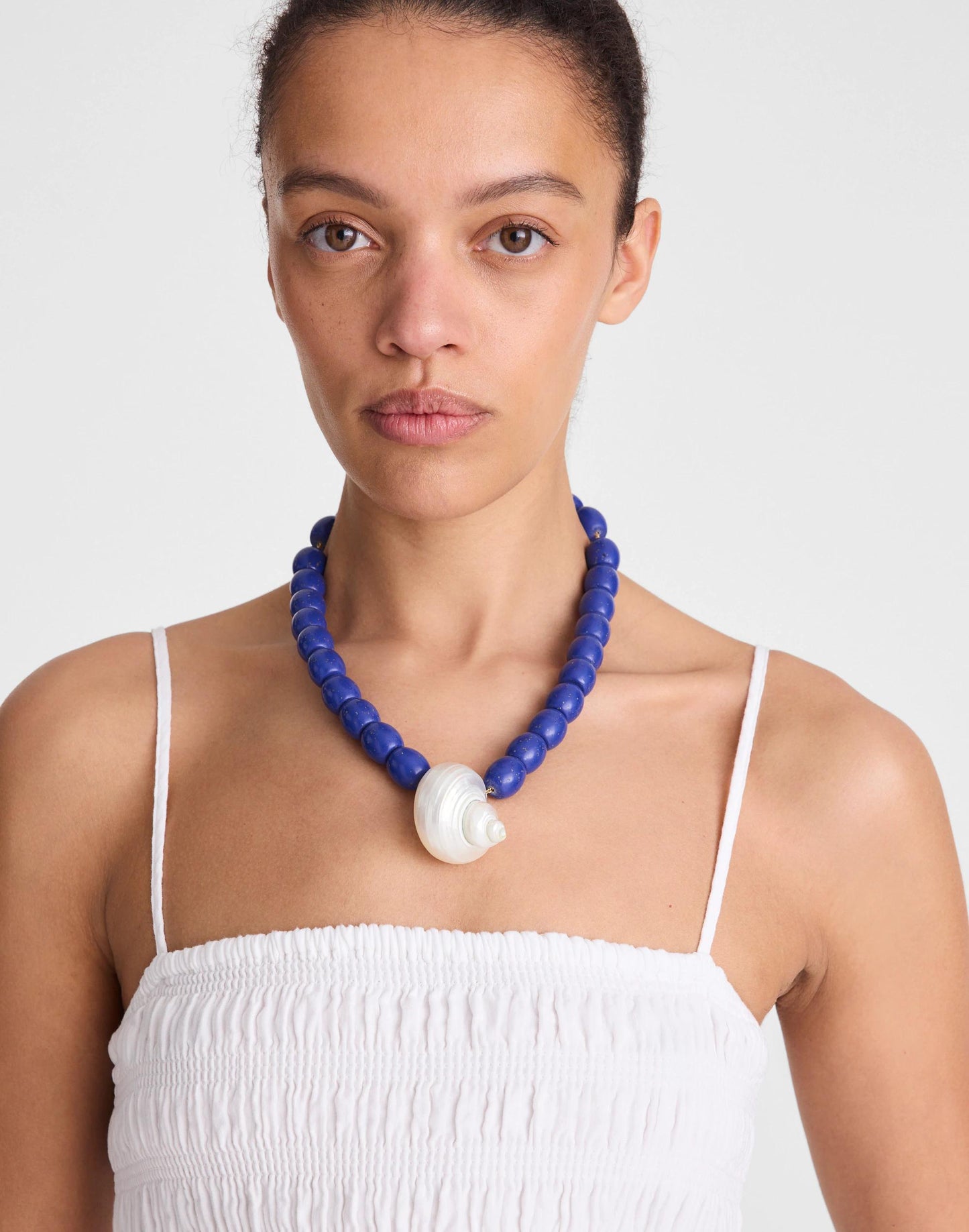Shell Oversized Beaded Choker Necklace Lapis | Madewell