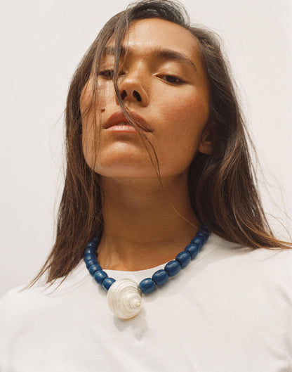 Shell Oversized Beaded Choker Necklace Lapis | Madewell