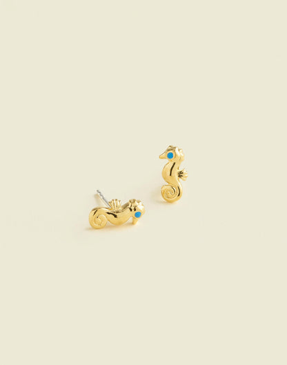 Demi-Fine Seahorse Stud Earrings 14k Gold | Madewell