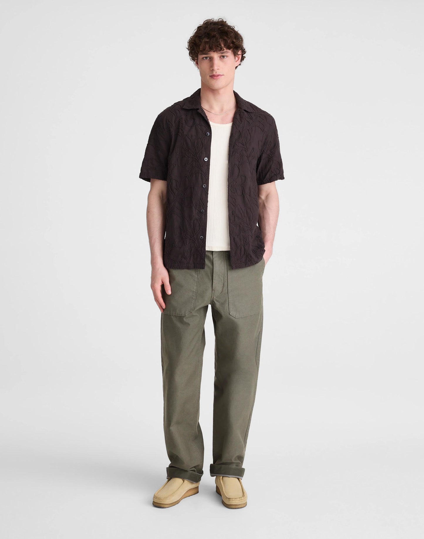 The Short-Sleeve Camp Shirt in Cotton Cool Obsidian | Madewell