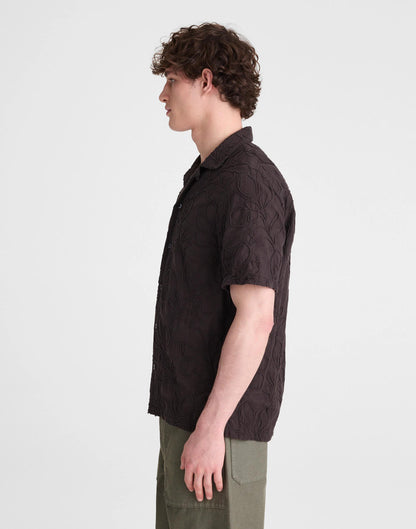 The Short-Sleeve Camp Shirt in Cotton Cool Obsidian | Madewell