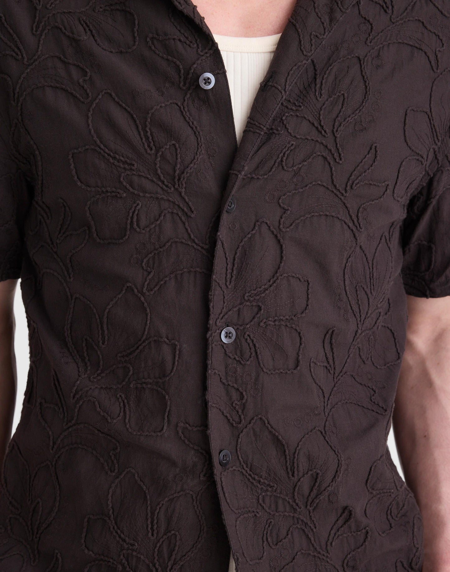 The Short-Sleeve Camp Shirt in Cotton Cool Obsidian | Madewell