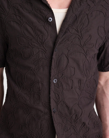 The Short-Sleeve Camp Shirt in Cotton Cool Obsidian | Madewell