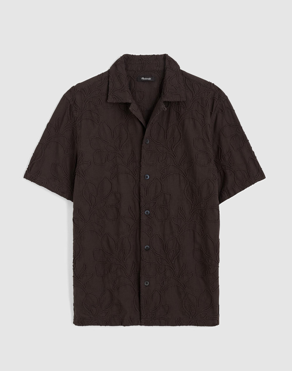 The Short-Sleeve Camp Shirt in Cotton Cool Obsidian | Madewell