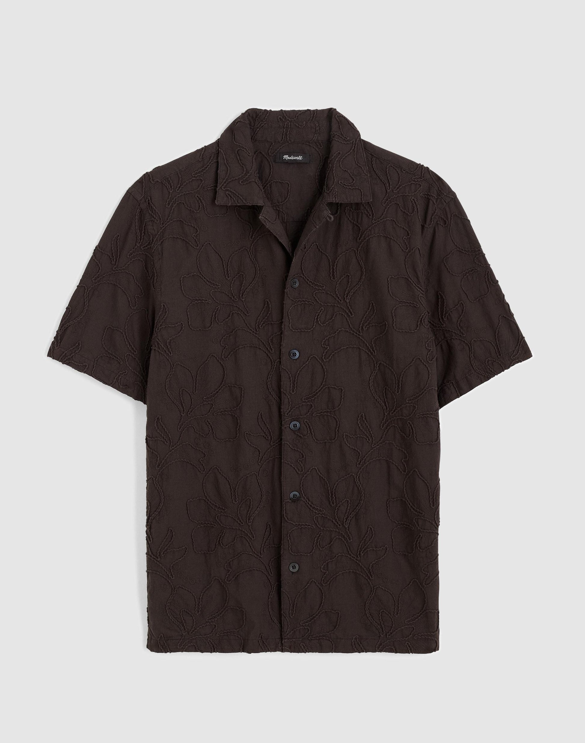 The Short-Sleeve Camp Shirt in Cotton Cool Obsidian | Madewell
