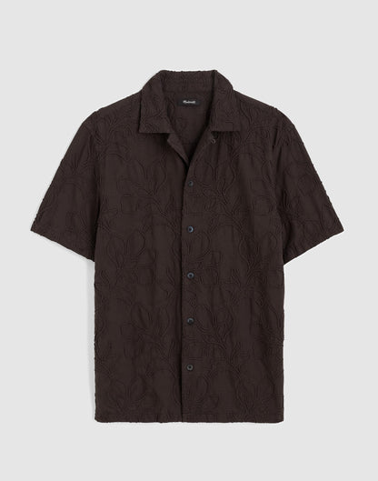 The Short-Sleeve Camp Shirt in Cotton Cool Obsidian | Madewell