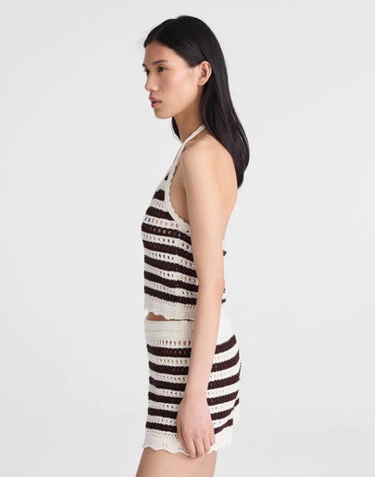 Madewell x Shopbop Pointelle-Knit Halter Top Brown And Ivory Stripe | Madewell