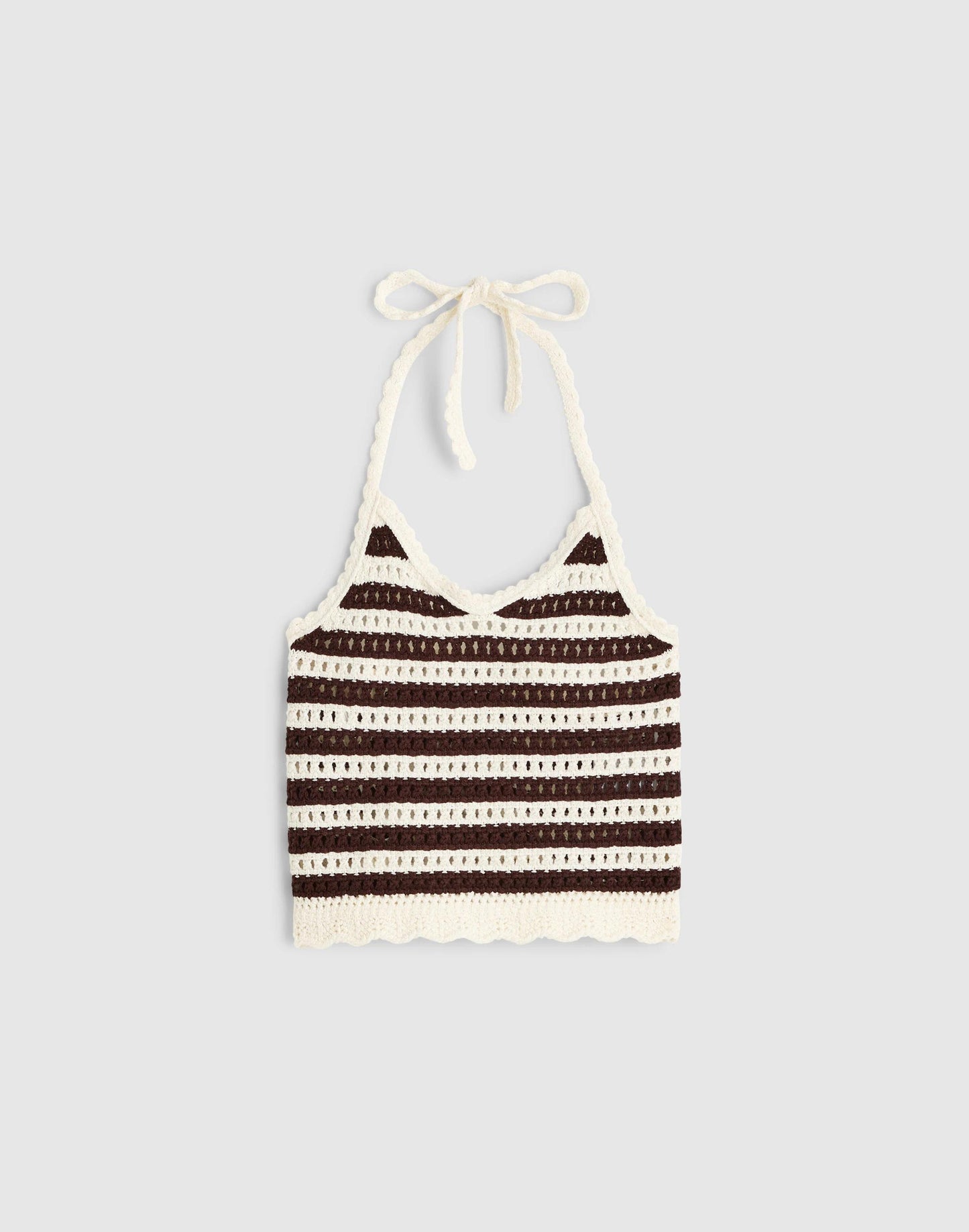 Madewell x Shopbop Pointelle-Knit Halter Top Brown And Ivory Stripe | Madewell