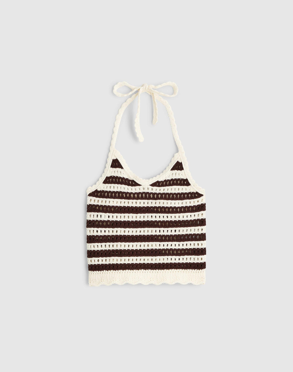 Madewell x Shopbop Pointelle-Knit Halter Top Brown And Ivory Stripe | Madewell