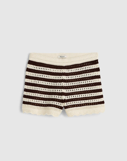 Madewell x Shopbop Pointelle-Knit Shorts Brown And Ivory Stripe | Madewell