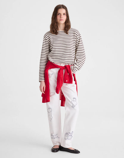 Striped Boatneck Long-Sleeve Tee Choc Plum | Madewell