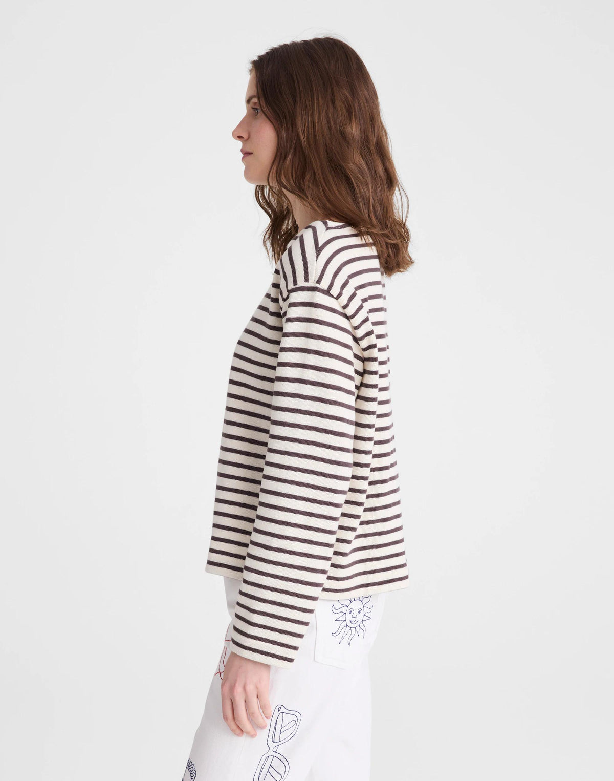 Striped Boatneck Long-Sleeve Tee Choc Plum | Madewell