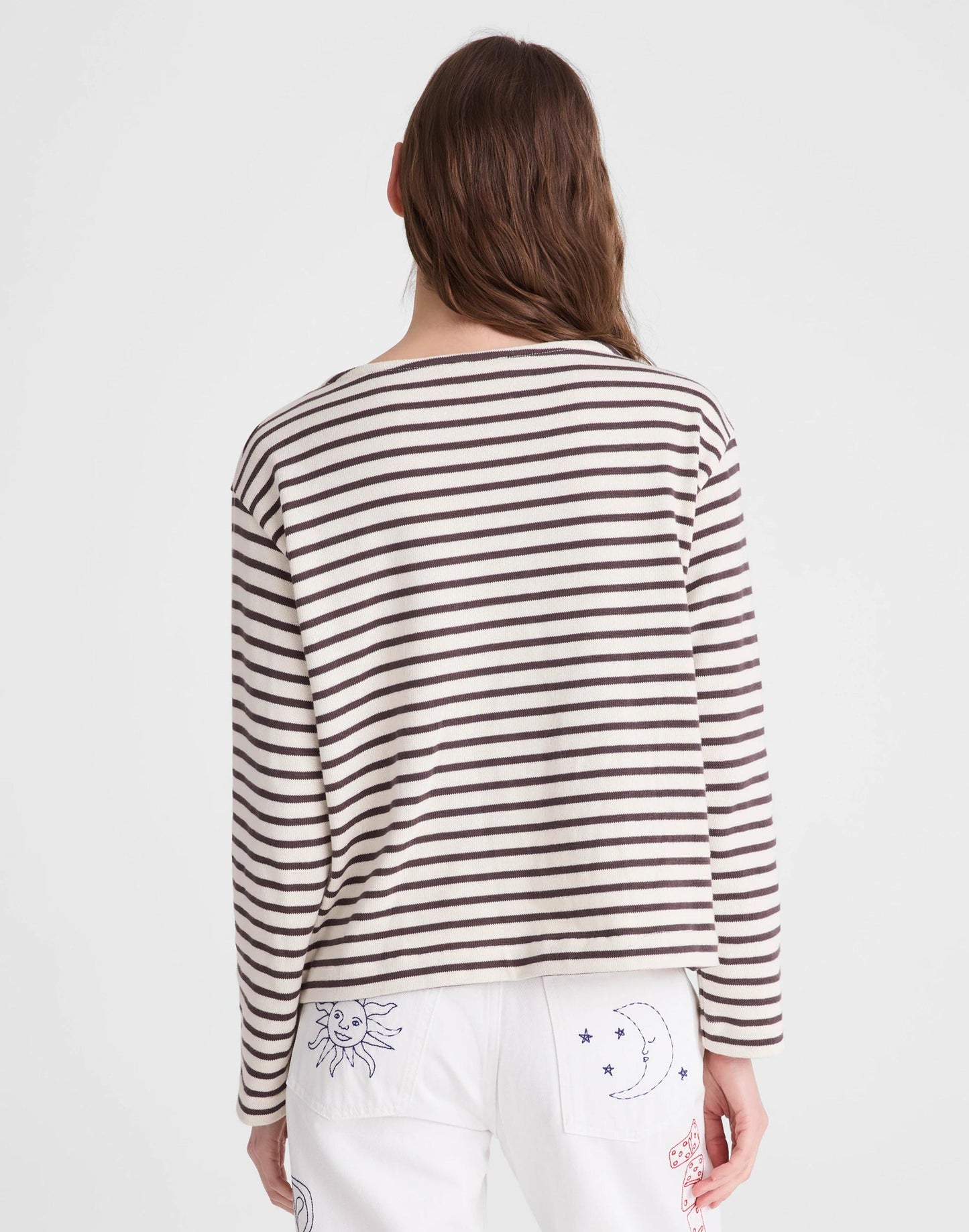 Striped Boatneck Long-Sleeve Tee Choc Plum | Madewell