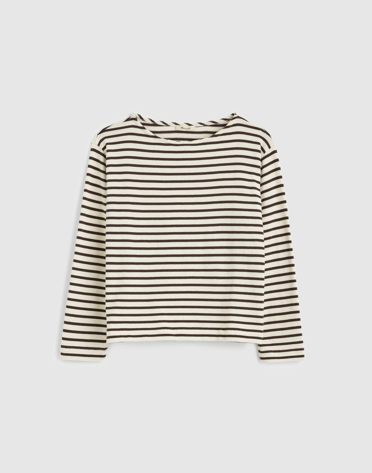 Striped Boatneck Long-Sleeve Tee Choc Plum | Madewell