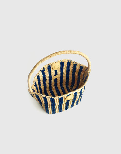 The Signature Woven Shoulder Bag in Raffia Retro Blue Stripe Multi | Madewell