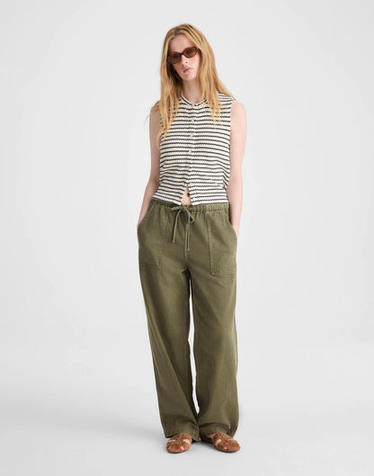 Textured-Knit  Button-Front Shell Top Ivory And Black Tuck Stitch | Madewell