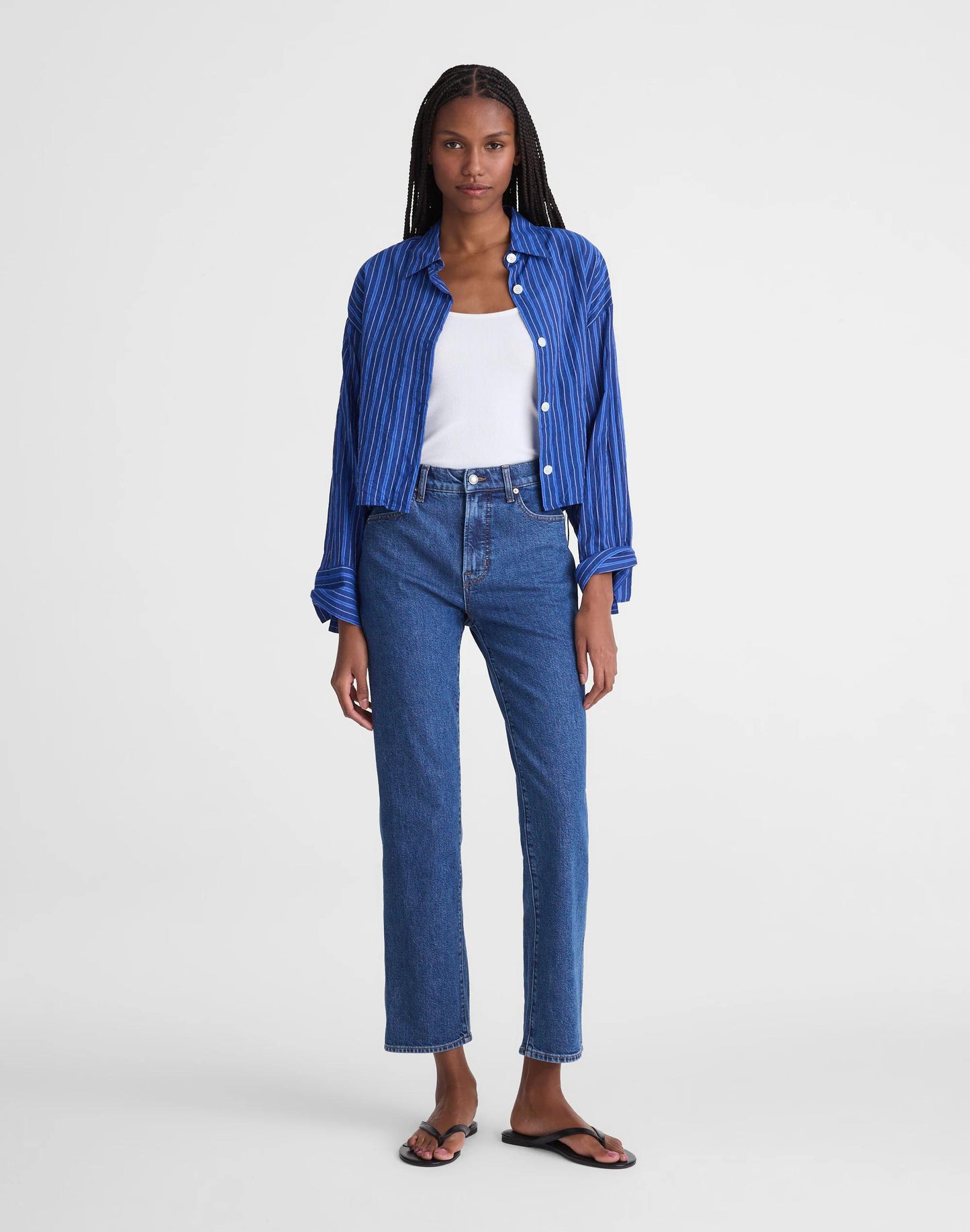 The Longline Straight Crop Jean Marina Blue | Madewell