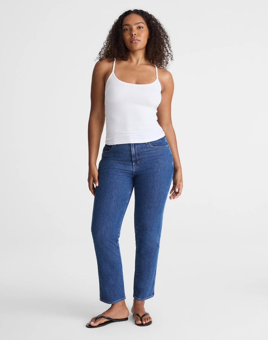 The Curvy Longline Straight Crop Jean in Marina Blue Wash Marina Blue | Madewell