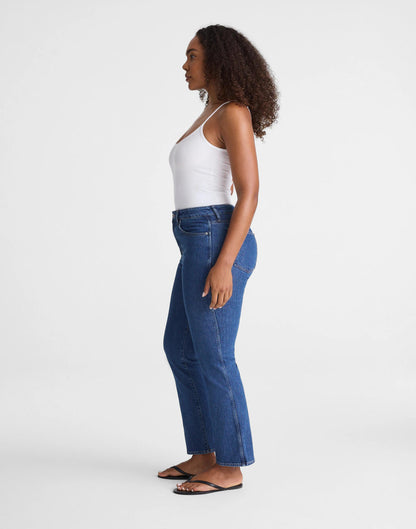 The Curvy Longline Straight Crop Jean in Marina Blue Wash Marina Blue | Madewell