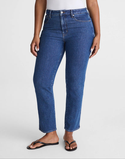 The Curvy Longline Straight Crop Jean in Marina Blue Wash Marina Blue | Madewell