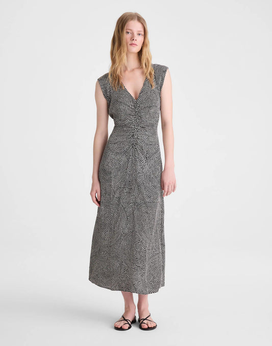 Ruched Flutter-Sleeve Midi Dress Jet Black | Madewell