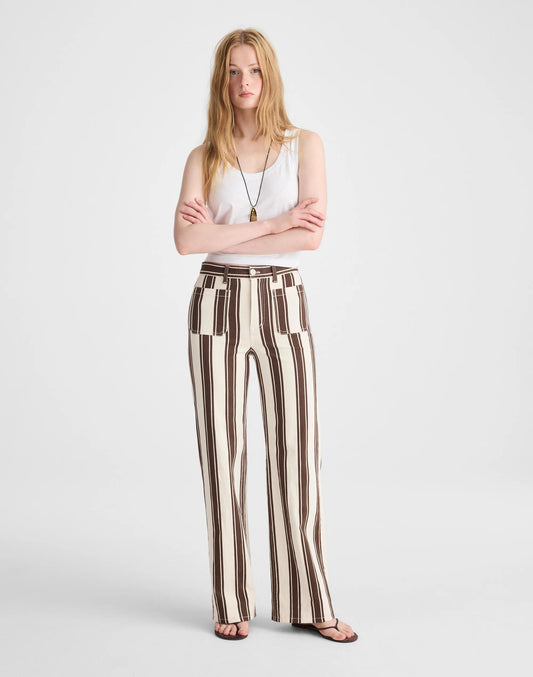 The Emmy Wide-Leg Pant Dark Brown Stripe | Madewell