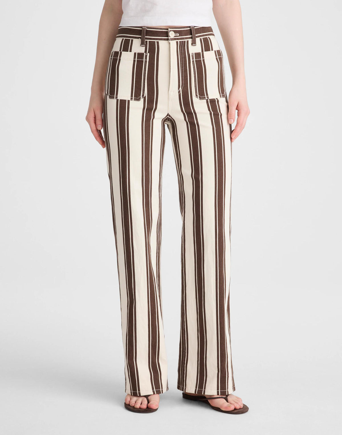 The Emmy Wide-Leg Pant Dark Brown Stripe | Madewell