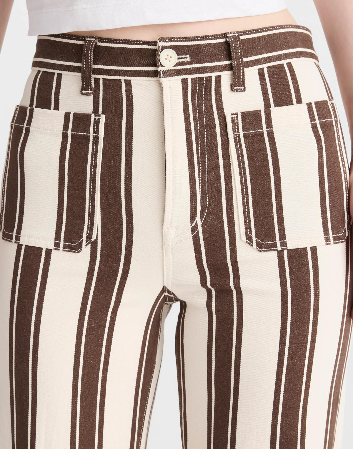 The Emmy Wide-Leg Pant Dark Brown Stripe | Madewell