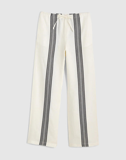 Pull-On Pants in Linen Blend Bold Placement Stripe Black | Madewell