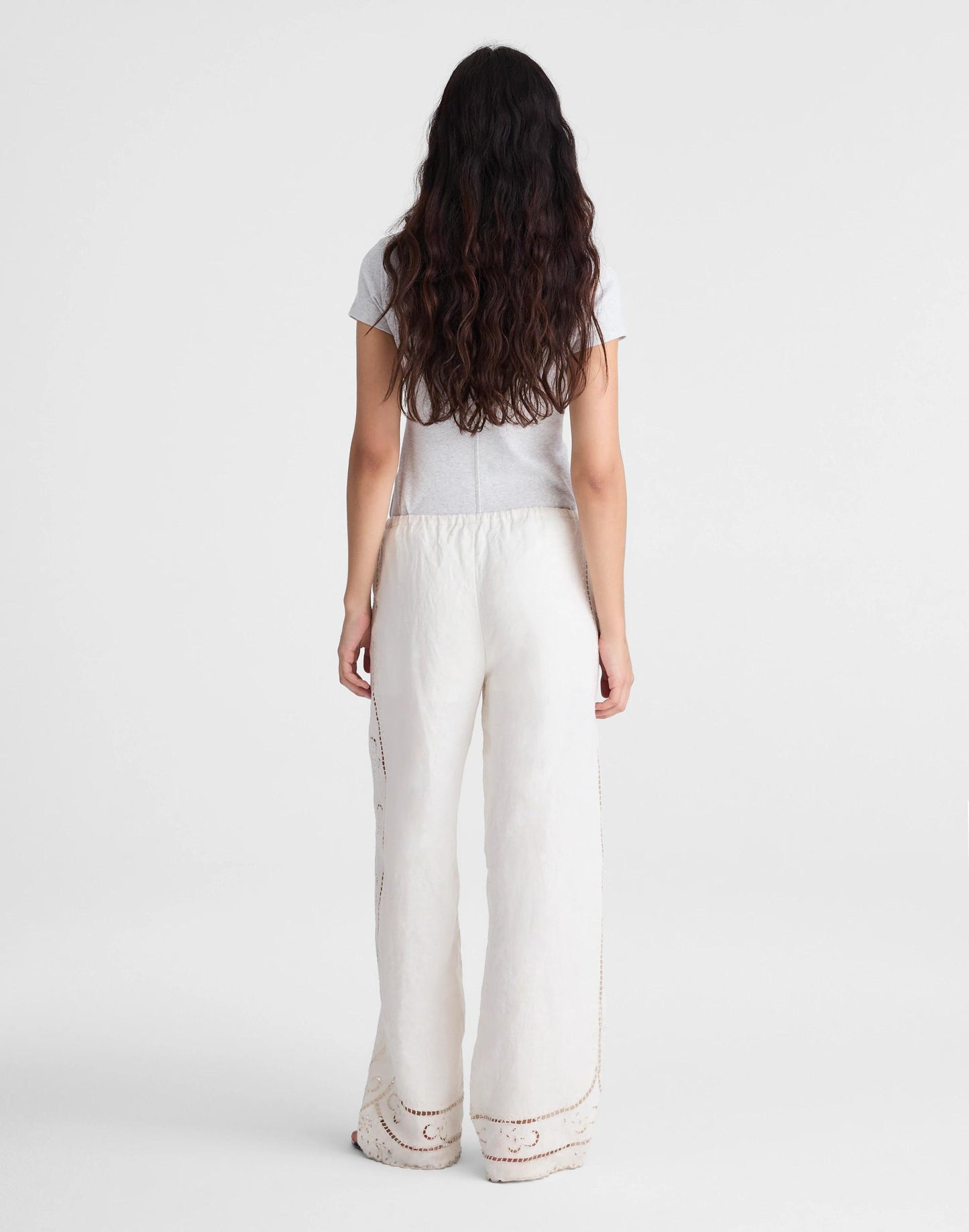 Eyelet Drawstring Pants in 100% Linen Ivory Linen | Madewell