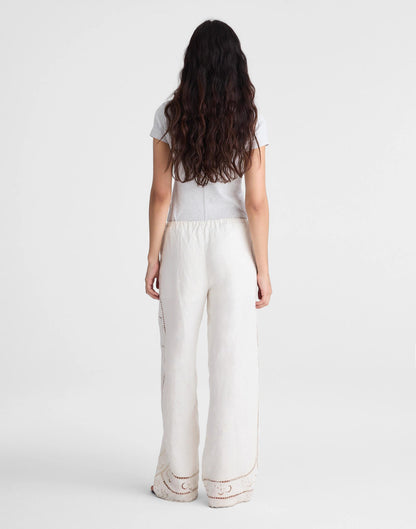 Eyelet Drawstring Pants in 100% Linen Ivory Linen | Madewell