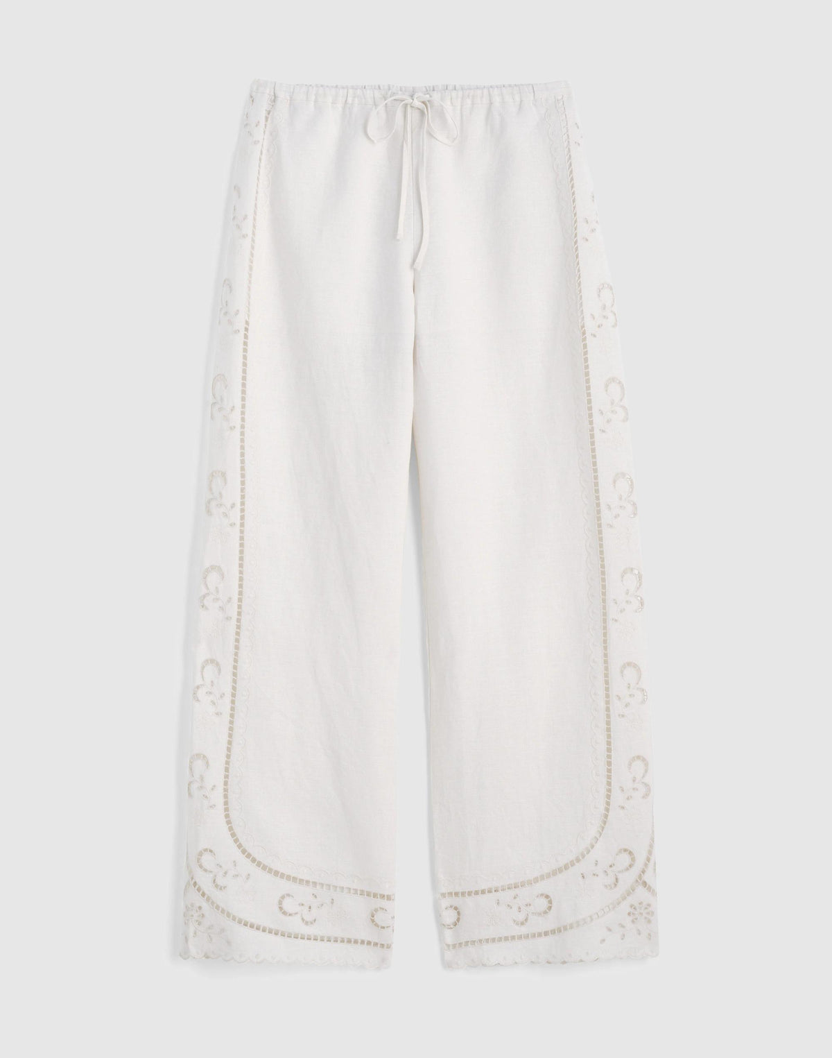 Eyelet Drawstring Pants in 100% Linen Ivory Linen | Madewell