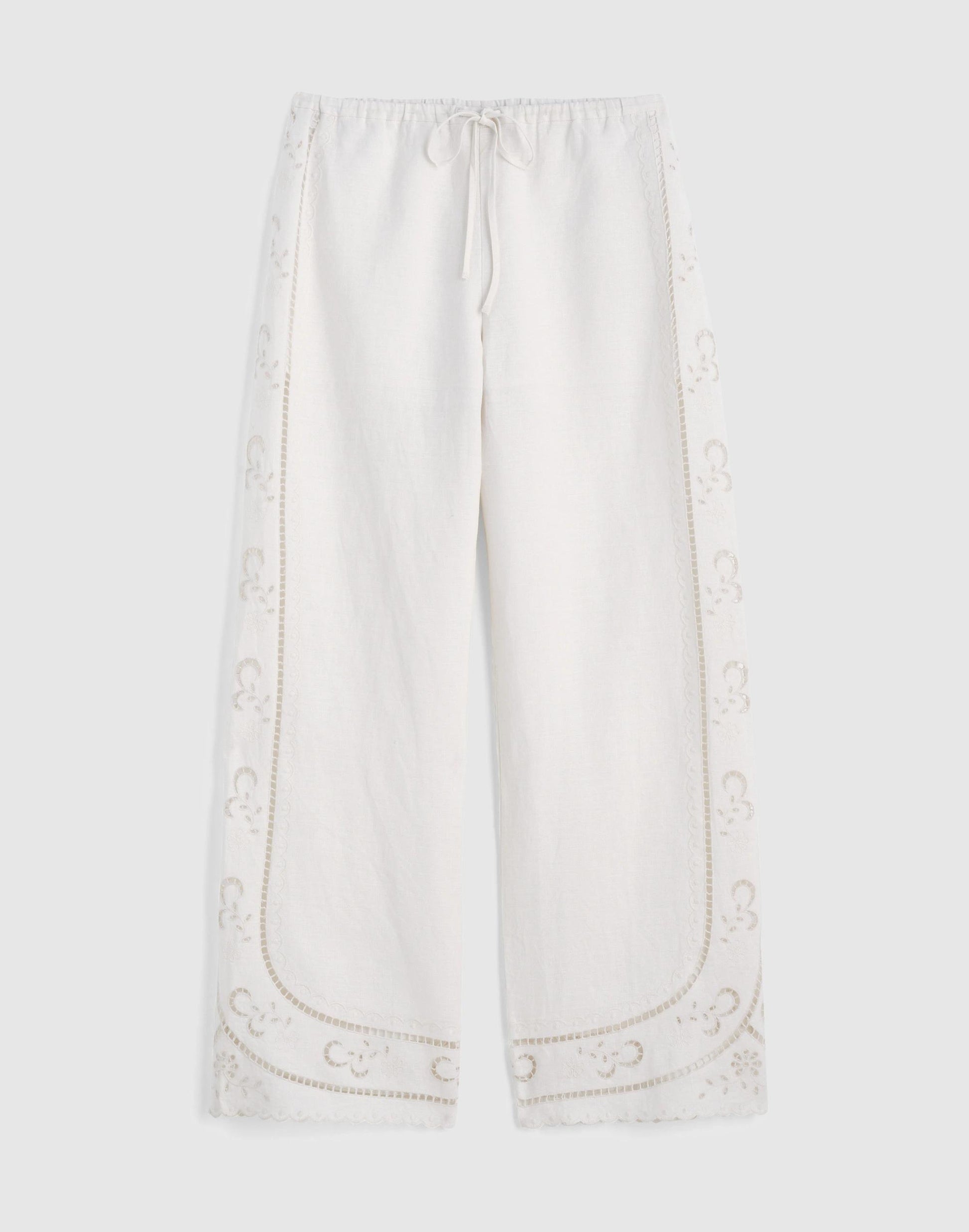 Eyelet Drawstring Pants in 100% Linen Ivory Linen | Madewell