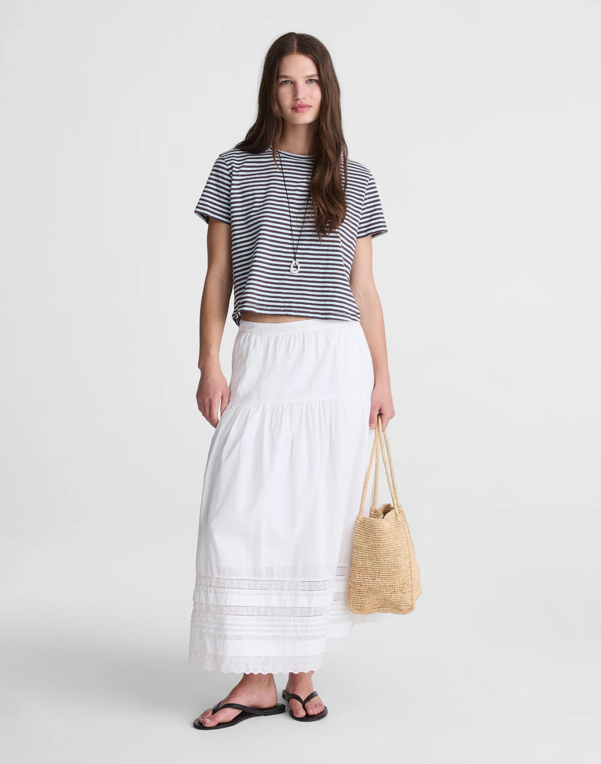 Pintucked Midi Skirt White | Madewell