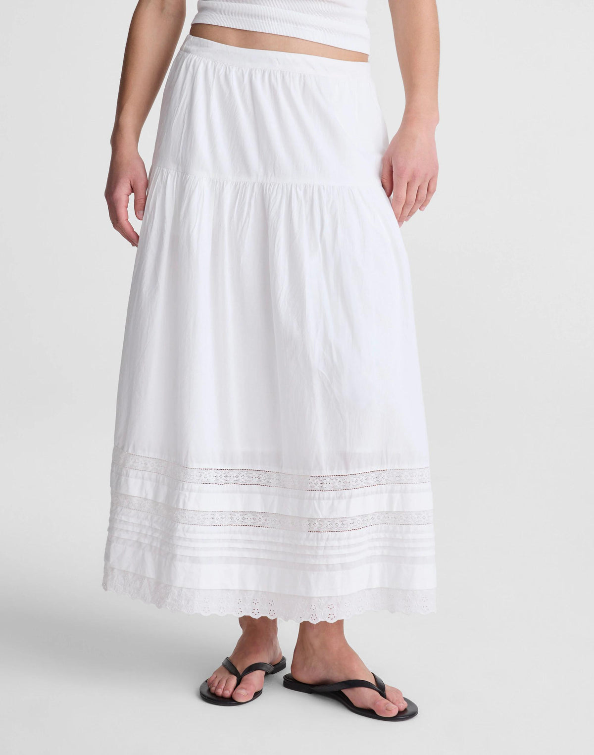 Pintucked Midi Skirt White | Madewell