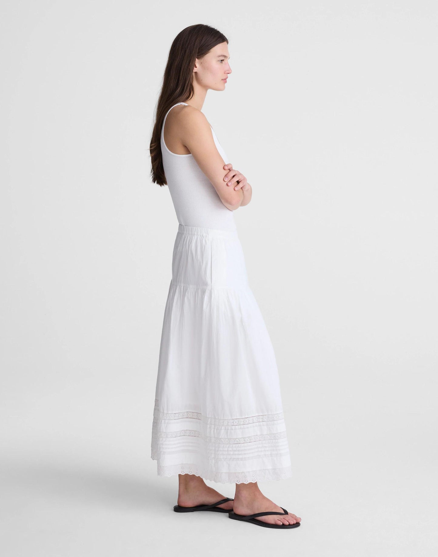 Pintucked Midi Skirt White | Madewell