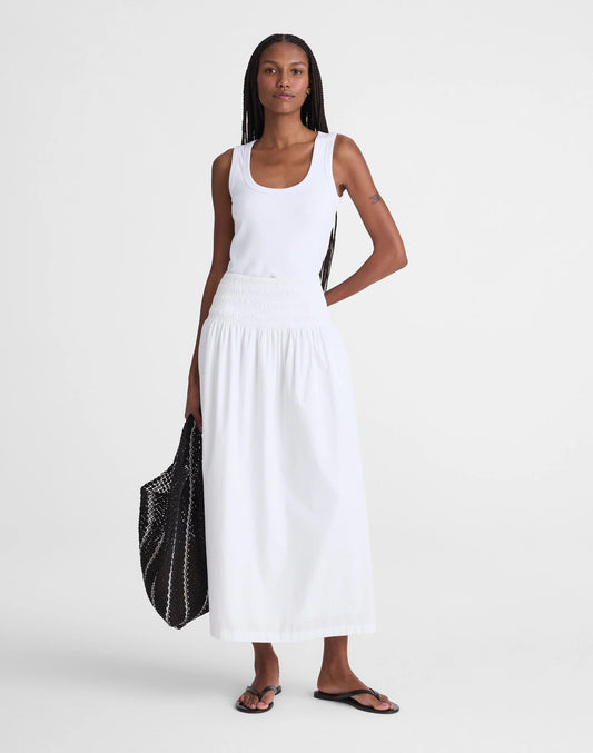 Smocked-Waist Midi Skirt in Poplin White | Madewell